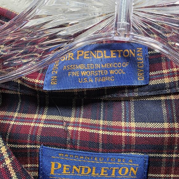 Pendleton Shirt Mens Large Red Plaid Virgin Wool Sir Pendleton Button Down - Picture 3 of 9